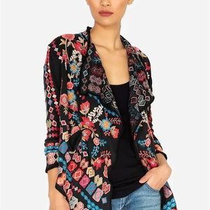 Johnny Was Swalt Short Wrap Draped Collar Jacket - Size Large